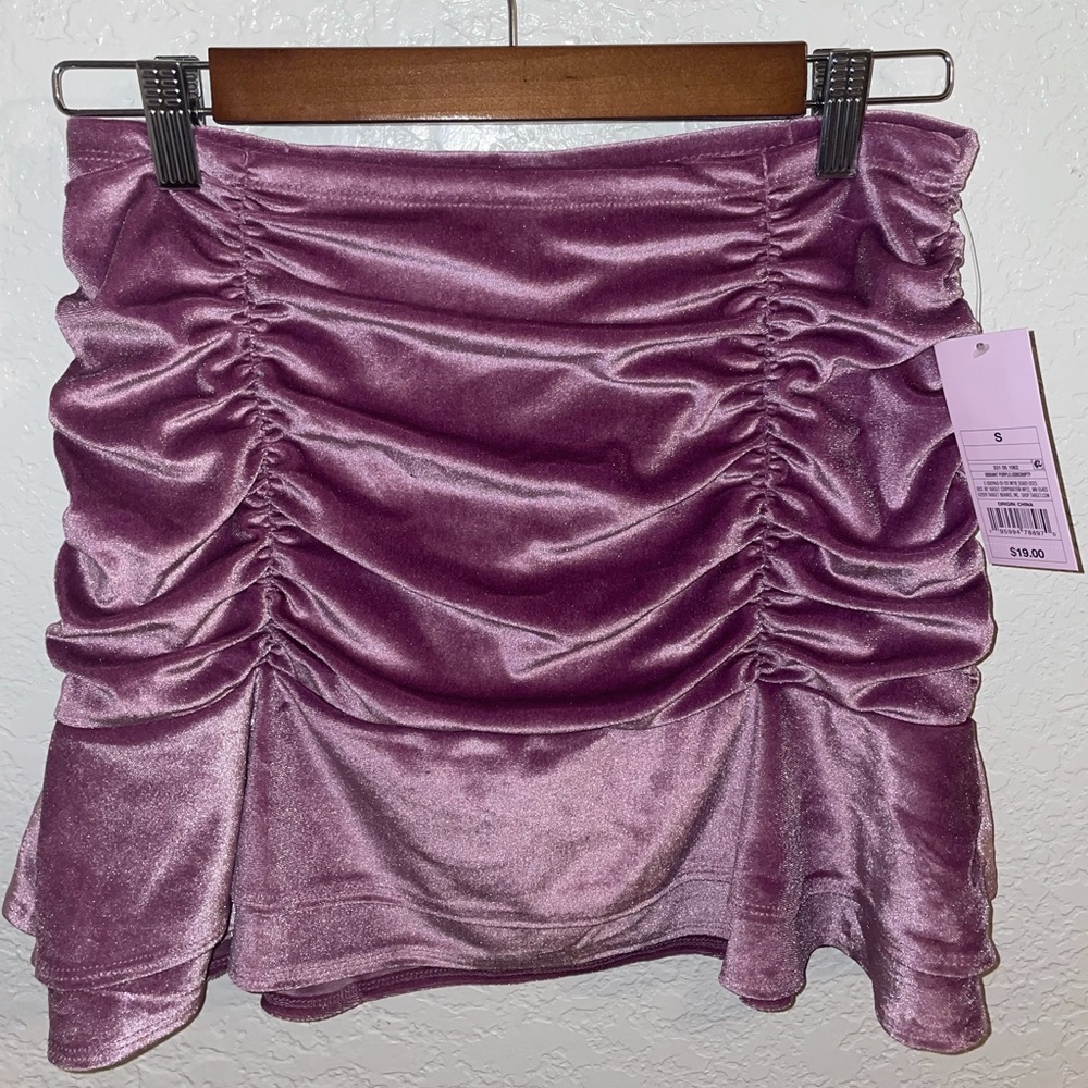 Purple Velvet Sinched Skirt